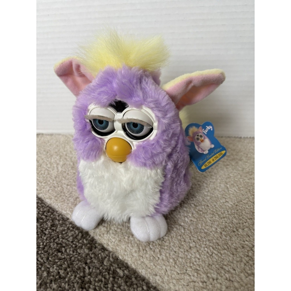 Vintage Furby Purple Yellow Springtime Blue Eyes Limited Edition Works 1999